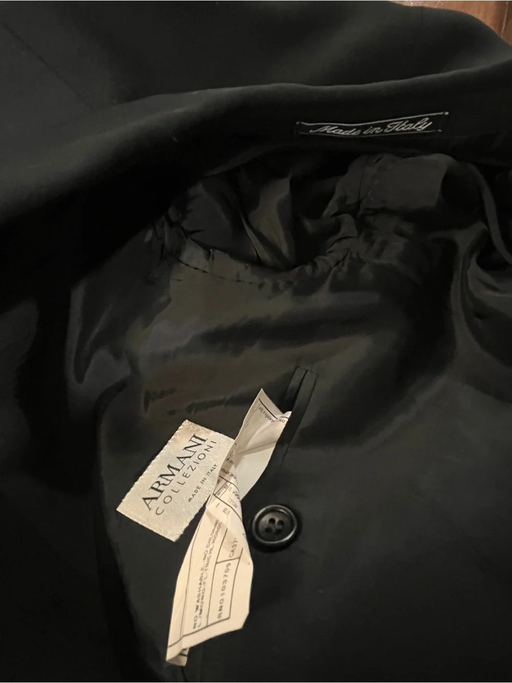 Armani Collezioni | Black single breasted suit jacket/blazer Men’s 44L wool